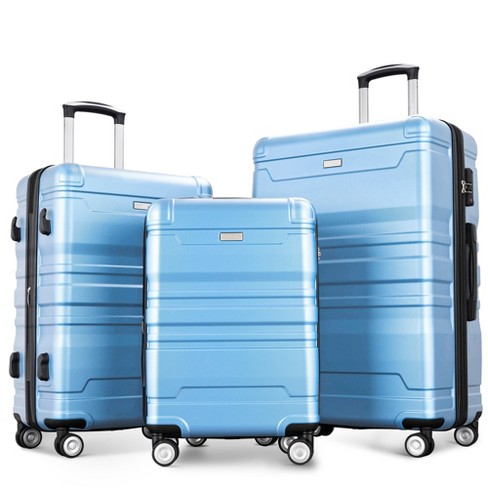 3 PCS Expandable ABS Hard Shell Luggage Set with Spinner Wheels and TSA  Lock, Drak Blue - ModernLuxe