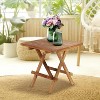 MaseiKar Teak Wood Patio Side Table, Square Folding Outdoor Side Table Waterproof, Sturdy Portable Bistro Table for Camping Deck Poolside - 2 of 4
