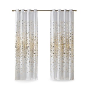 Gracie Mills Amos Total Blackout Grommet Curtain with Gold Metallic Animal Print - 1 of 4