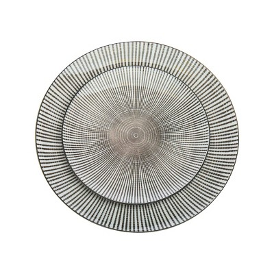 Starburst Gray and White Porcelain 12-Piece Dinnerware Set