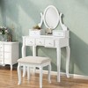 NicBex Vanity Desk with Mirror 32" Vanity Table with Oval Mirror, British Style Wood Makeup Vanity with 5 Drawer and 1 Upholstered Stool - 2 of 4