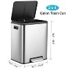 Dual Trash Can for Recycling and Trash, 2x4 Gallon Stainless Steel Kitchen Trash Can with 2 Inner Buckets, Step-on Compartment Garbage Can - 3 of 4