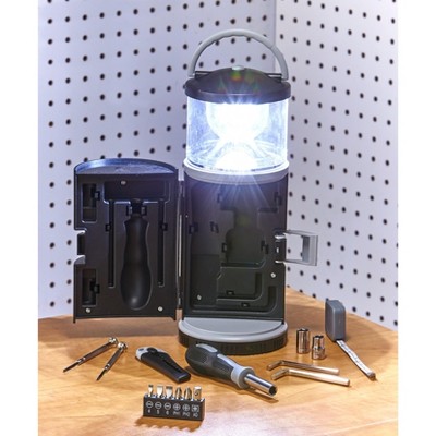 Lakeside LED Lantern and Tool Kit Organizer, Sockets, Screwdrivers, Allen Wrenches