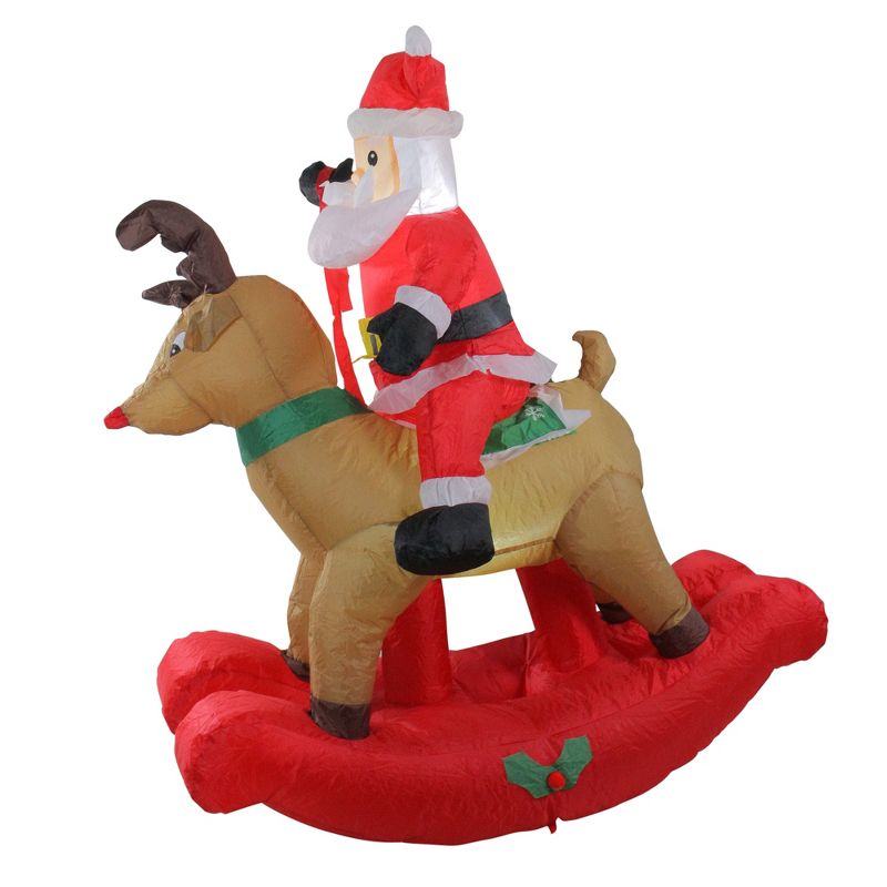Northlight 4.75' Pre-Lit Red Inflatable Rocking Reindeer and Santa Outdoor Christmas Yard Decor, 2 of 4