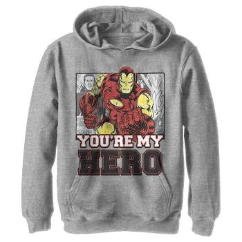 Boy's Marvel Iron Man You're My Hero Pull Over Hoodie