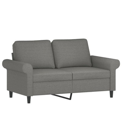 vidaXL Modern Style 2-Seater Couch in Dark Gray - Ideal for Living Room, Lounge, Home Office - Breathable and Durable Fabric, Comfortable Padded