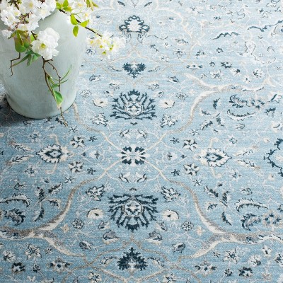 Isabella Light Blue Synthetic 8' x 10' Oriental Area Rug