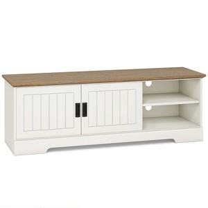 Costway Farmhouse TV Stand for TVs up to 65" with Sliding Doors Storage Cabinets - 1 of 1
