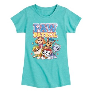 Girls' - Paw Patrol - Chase Skye Everest Rubble Marshall Sketch Group Fitted Short Sleeve Graphic T-Shirt - 1 of 4