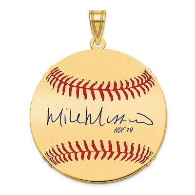 Black Bow Jewelry 14K Gold Plated Mie Mussina Signature LG Enamel Baseball Pendant