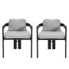 Outdoor Patio Aluminum Dining Chairs Set of 2,Fabric Upholstered Chairs with Rust Resistant Frame,Curved Back Armrest Chairs-Cuddlewood - 3 of 4