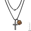 Steeltime 24" Men's black ip stainless steel Lord's prayer spinning cross and tiger eye dog tag pendants - 3 of 4