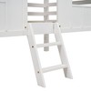 Twin House Bed for Kids Wood Low Loft Bed Frame with Windows and Roof, Easy Assembly White - 4 of 4