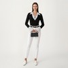 Anna-Kaci Women’s Contrast Collar Long Sleeve Top with Deep V Neckline Striped Cuffs and Tailored Trim Detailing - 3 of 4