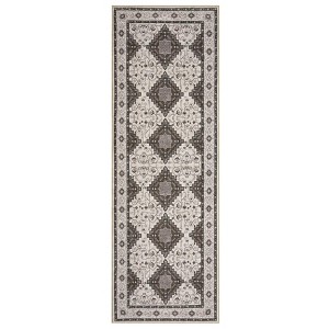 2 x 6 ft Polyester Pearl Velvet Blue Rectangular Hallway Bathroom Entryway Kitchen Office Foldable Flower Printed  Washable Area Rug - 1 of 4