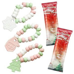 4E's Novelty Christmas Candy Bracelets, 30-Pack Bulk Candies with Festive Santa, Tree & Snowflake Charms, Tasty Strawberry - 1 of 4