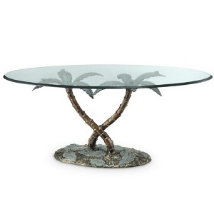 SPI Home Glass Top Coffee Table with Palm Tree Base - 1 of 2
