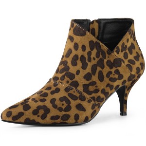 Perphy Women's Pointed Toe Side Zipper Cutout Kitten Heel Ankle Booties - 1 of 4