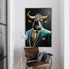 Executive Blue Buffalo Canvas Wall Art,Dapper Animal Portrait in Tailored Suit Modern British Humour Home Decor Gallery Artwork for Office Study Room - 2 of 4