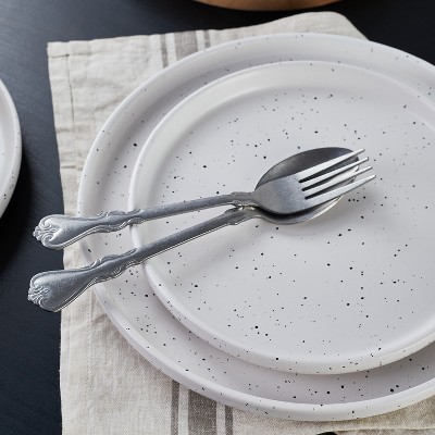 White Ceramic 16-Piece Speckled Dinnerware Set, Service for 4