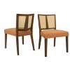 Set of 2 Dining Chairs with Rattan Back,Mid Century Armless Chair with Rubberwood Frame,Modern Farmhouse Upholstered Dining Chair-Koiai - 2 of 4