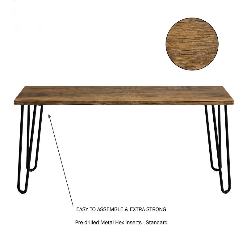 Lavish Home Modern Coffee Table with Hairpin Legs - Modern Industrial, 3 of 8
