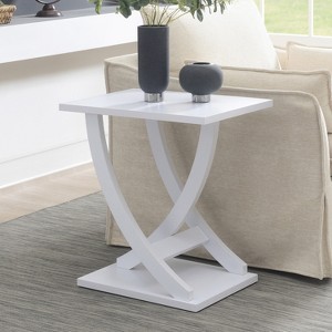HomeStock Belmont Criss-Cross Chairside End Table with Woodgrain Finish, Contemporary Side Table with Open Storage for Living Room Decor - 1 of 4