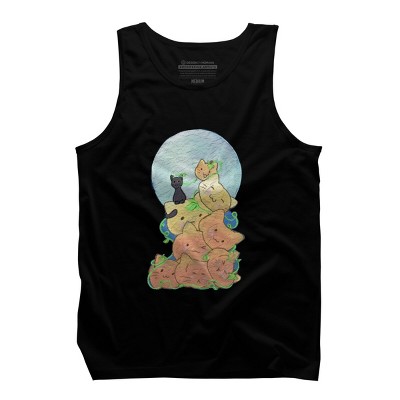 Men's Design By Humans Cat Pumpkin Pile By AwkwardDragon Tank Top