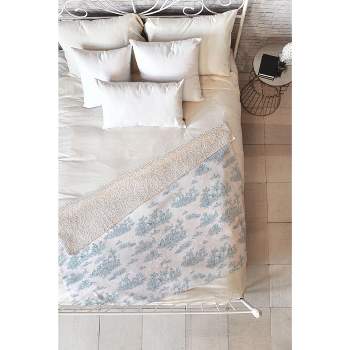 Evanjelina & Co Toile De Jouy Duck Egg Blue 60" x 50" Fleece Throw Blanket - Deny Designs