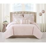 King 3pc Melange Quilted Velvet Comforter Set Pink - Charisma