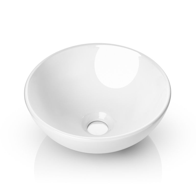 Miligore 11" Round White Ceramic Above Counter Bathroom Vessel Sink, 2 of 5