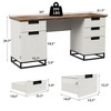 Antique White Farmhouse Office Desk (59") with Embossed Top–4 Drawers & Storage Cabinet, Wooden Teacher Desk for Home Office,Bedroom, or Study - 2 of 4