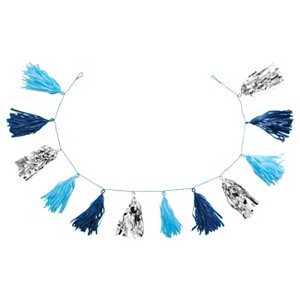 82" Tassel Garland Blue/Silver - Spritz™ - 1 of 1