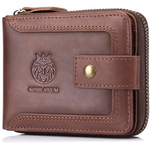 Genuine Leather Zipper Wallet for Men RFID Blocking Large Capacity Vintage Wallet - 1 of 4