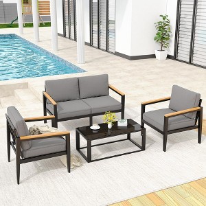 Aluminum Patio Furniture Set,4 Piece Modern Outdoor Conversation Sets - 1 of 4