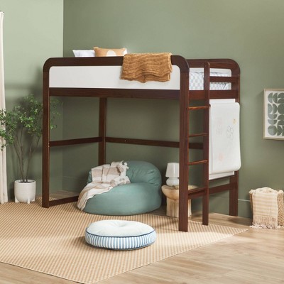 Saracina Home Adyn Contemporary Twin Loft Bunk Bed with Ladder on End Walnut