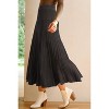 Women's Wool Blend A-Line Long Skirt with Wide Elastic Waistband & Flow Pleats Brown - 2 of 4