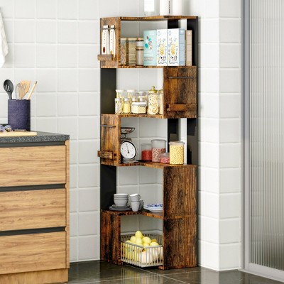 Pamapic 63" Corner Shelf, 5-Tier Freestanding Corner Cabinet Storage for Kitchen, Living Room & Bedroom