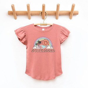 The Juniper Shop Sunkissed Rainbow Toddler Flutter Sleeve Tee - 1 of 2