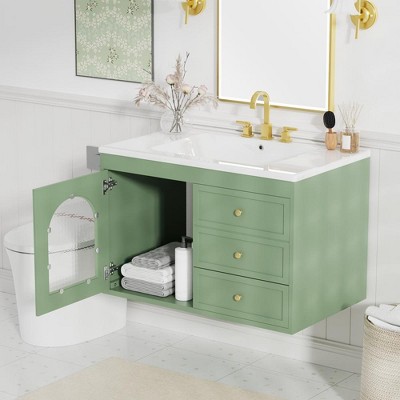 LOVMOR Elegant Floating Bathroom Vanity Sink and Cabinet Combo
