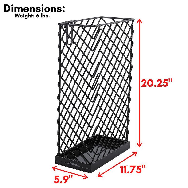 BirdRock Home Umbrella Holder Stand with Removable Water Tray - Diagonal Design - Black, 3 of 8