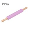Unique Bargains Silicone Non-Stick Wooden Handle Kitchen Reusable Rolling Pin 2 Pcs - 3 of 4