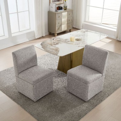 CAVINAS 360 Degree Swivel Dining Chairs Set of 2, Upholstered Kitchen Chairs with Hidden Storage, High-Density Foam & Durable Wooden Frame