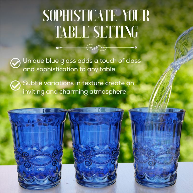 Elle Decor Glass Tumblers Set of 6 Glass Design, 8.5-Ounce Water Drinking Glasses, Blue, 5 of 8