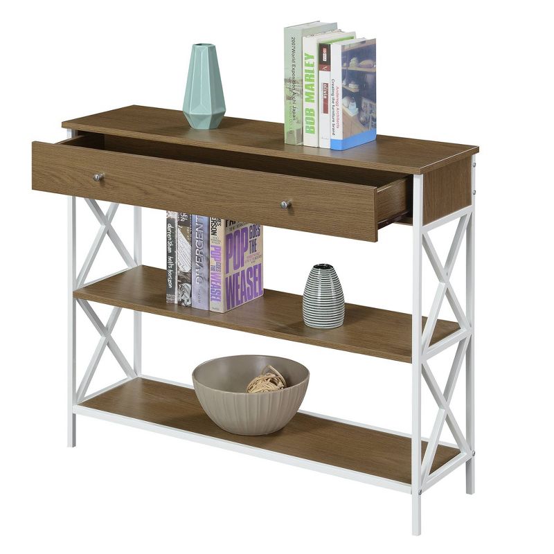 Tucson 1 Drawer Console Table with Shelves Driftwood/White - Breighton Home, 5 of 7