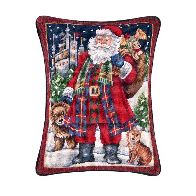 C&F Home Highlands Santa Needlepoint Pillow