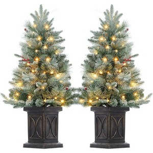 3 Ft Pre-Lit Christmas Tree, Christmas Tree with 78 Battery-Powered Led Lights, Artificial Christmas Tree with Potted Base - 1 of 4