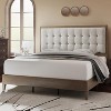Wood Platform Bed Frame Upholstered Tufted Headboard,Solid Wood Bed - 2 of 4