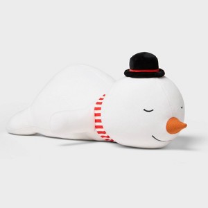 Holiday Snowman Weighted Plush Kids' Throw Pillow White - Pillowfort™ - 1 of 4