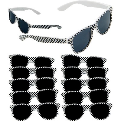 4E's Novelty 12 Pack Checkered Race Car Sunglasses - Party Favors for Kids & Adults